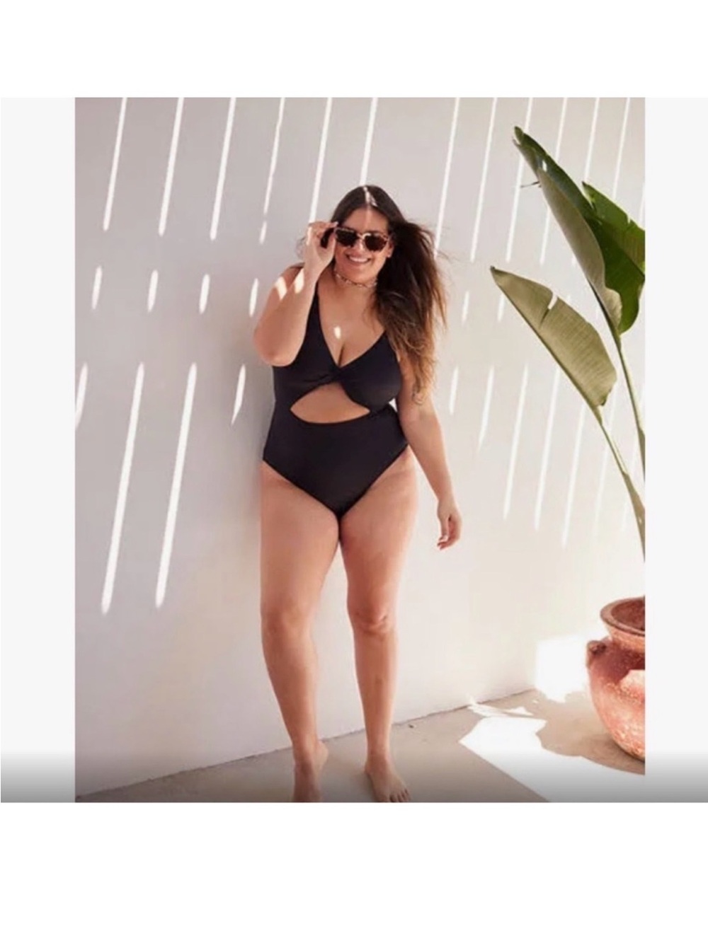 Aerie Shine Twist Cut Out One Piece Swimsuit